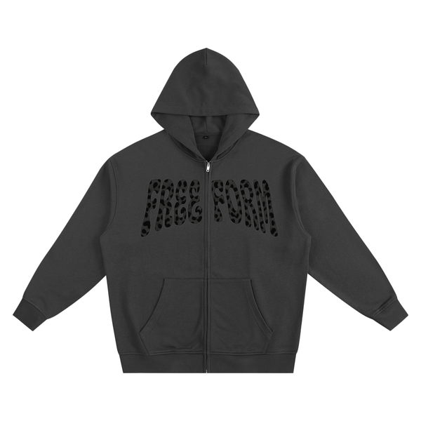 FreeForm Cheetah Print Zip Up  (Black)
